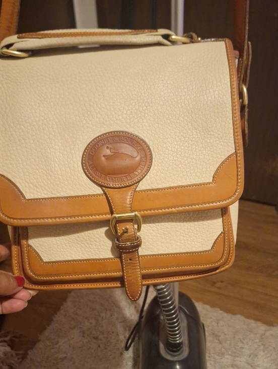 Dooney & Bourke Handbags - Dooney & Bourke Cream and Tan Pebbled Leather Crossbody